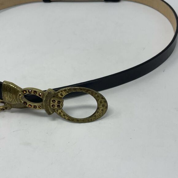 Chico's Thin Leather Belt with whimsigoth whimsifairy Art Deco Buckle L #hg1 - Picture 5 of 8